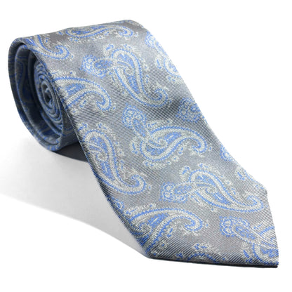 Light Gray Paisley Jacquard Silk Tie