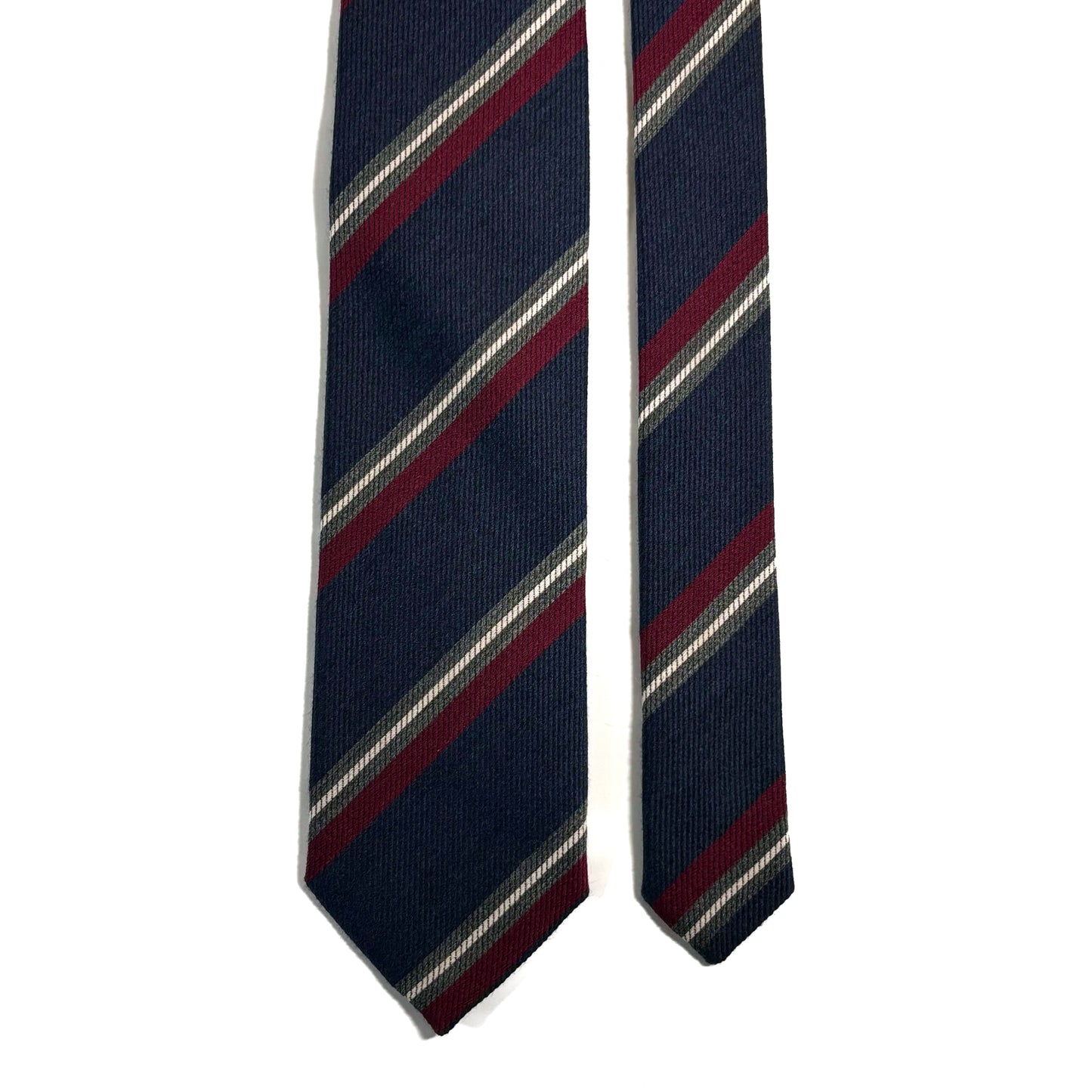 Navy Blue Striped Wool/Silk Tie