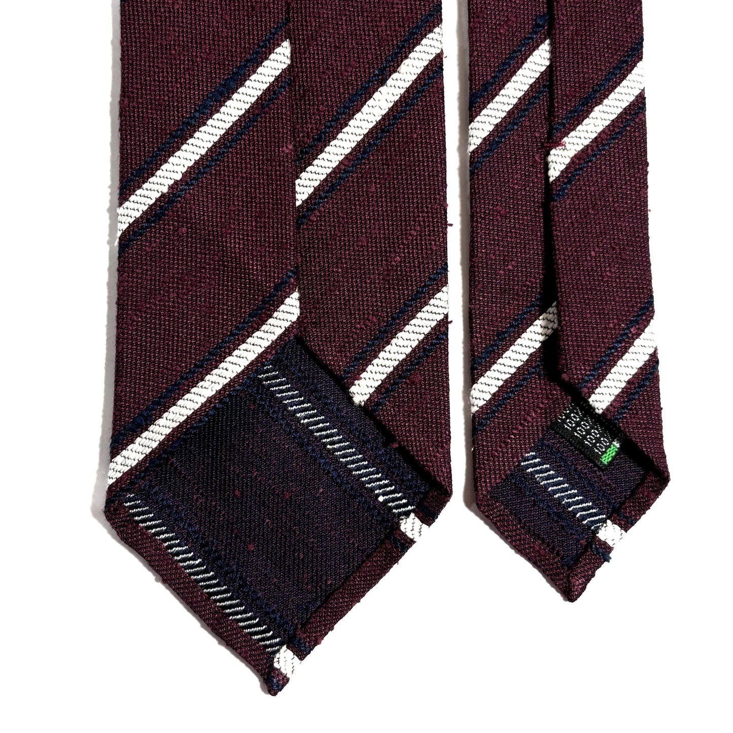 Untipped Burgundy & White Striped Silk Shantung Tie
