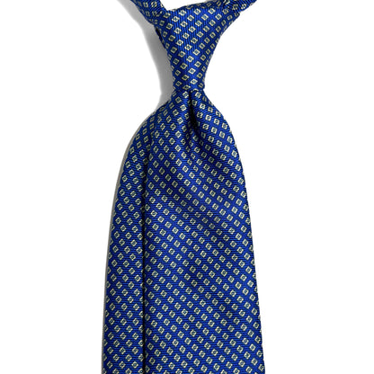 Royal Blue Micro-Geometric Silk Tie (Handmade in Italy)