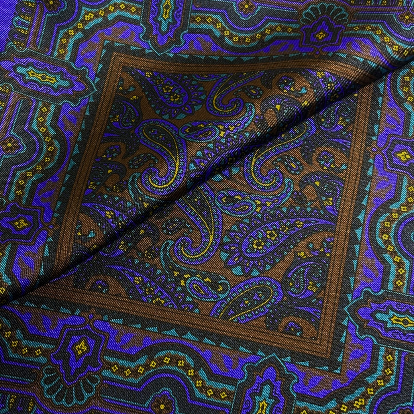 Brown & Purple Paisley Ancient Madder Silk Pocket Square
