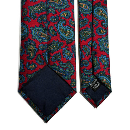Hand-Printed Burgundy Paisley Silk Tie