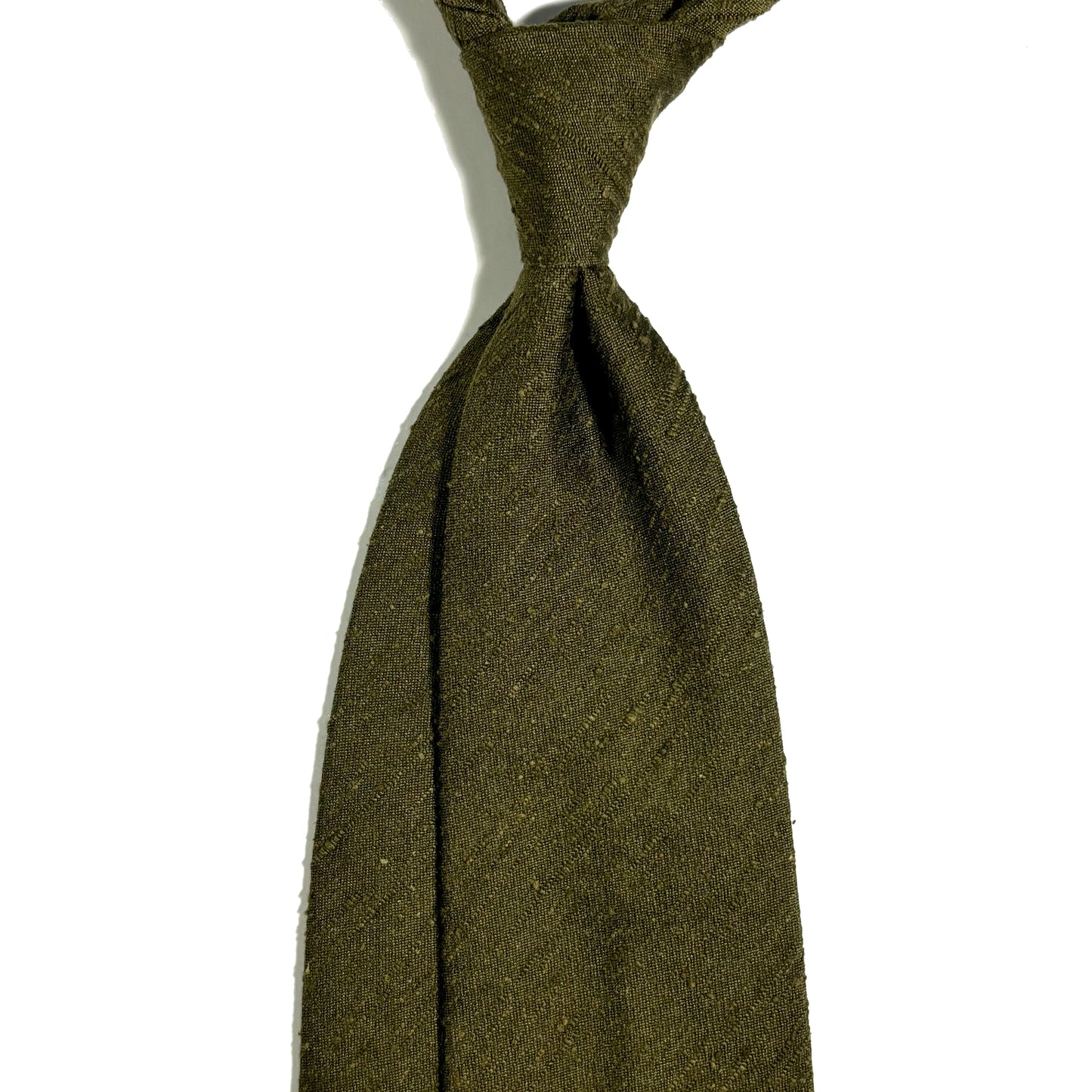 Untipped Olive Green Silk Shantung Tie