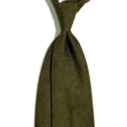 Untipped Olive Green Silk Shantung Tie