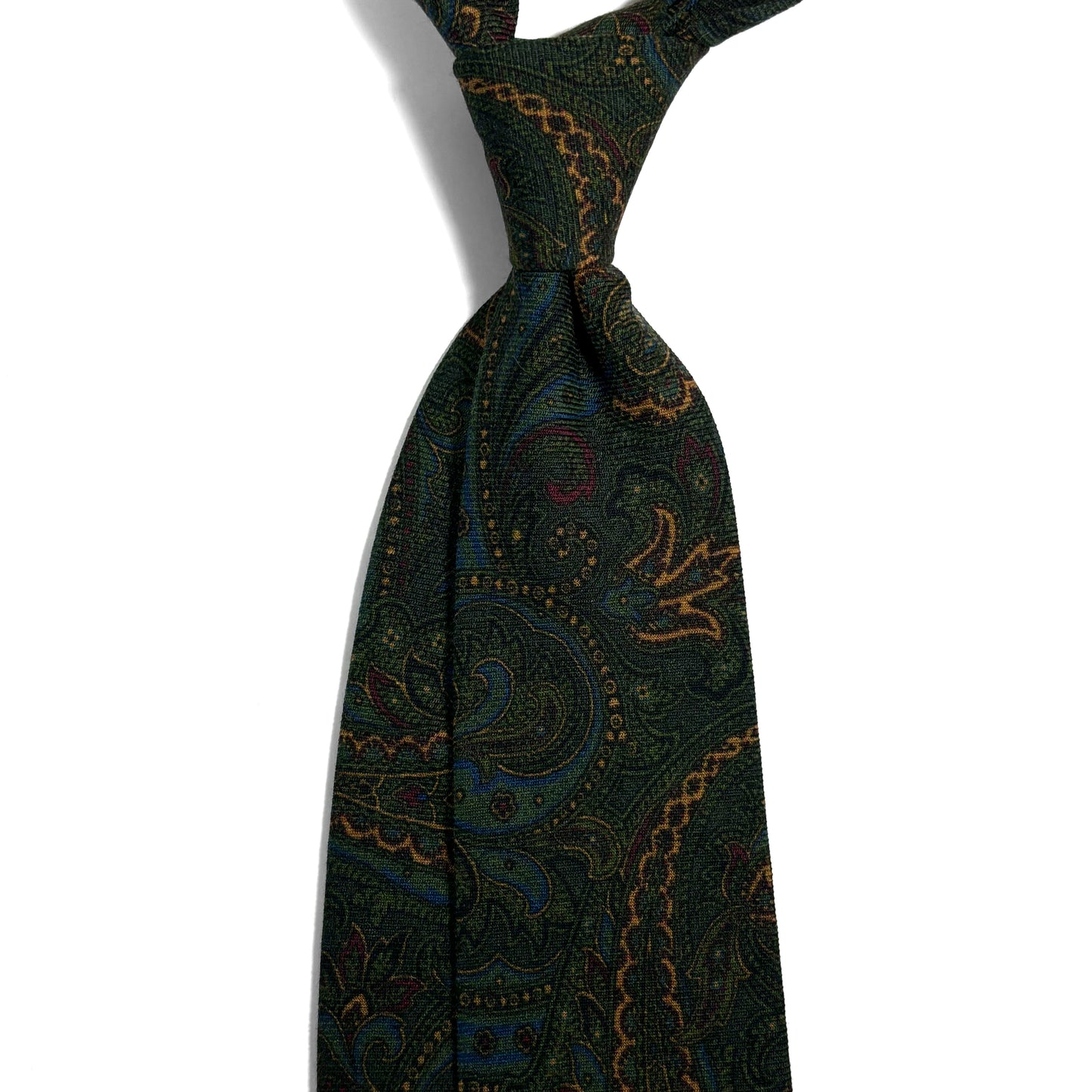 Green Paisley Wool/Silk Tie