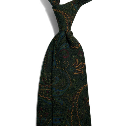 Green Paisley Wool/Silk Tie