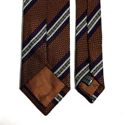 Orange Striped Italian Silk Grenadine Tie