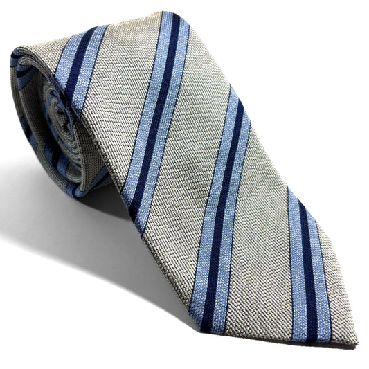 Ivory Striped Silk Jacquard Tie