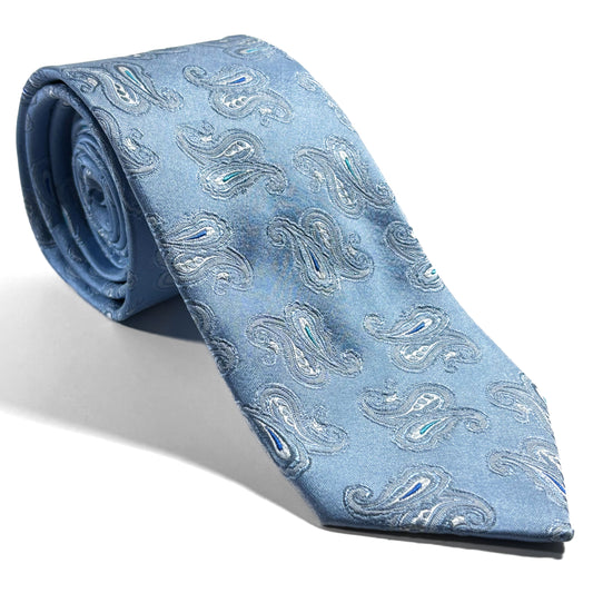 Light Blue Paisley Silk Jacquard Tie