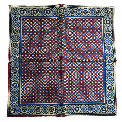 Navy Blue & Cream Small Geometric Ancient Madder Silk Pocket Square