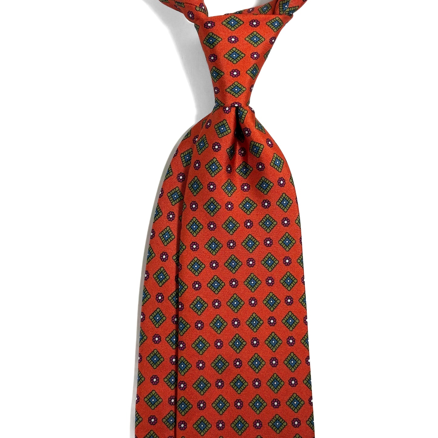 Orange Geometric Printed 24oz Silk Twill Tie