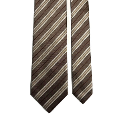 Brown Striped Silk Jacquard Tie