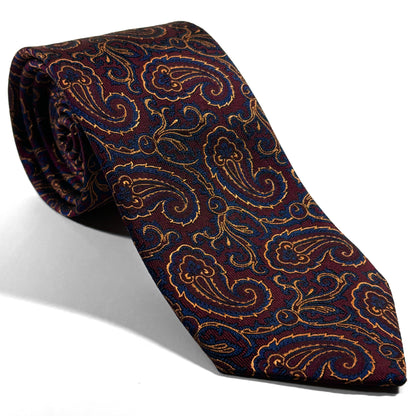 Burgundy & Gold Paisley Silk Jacquard Tie