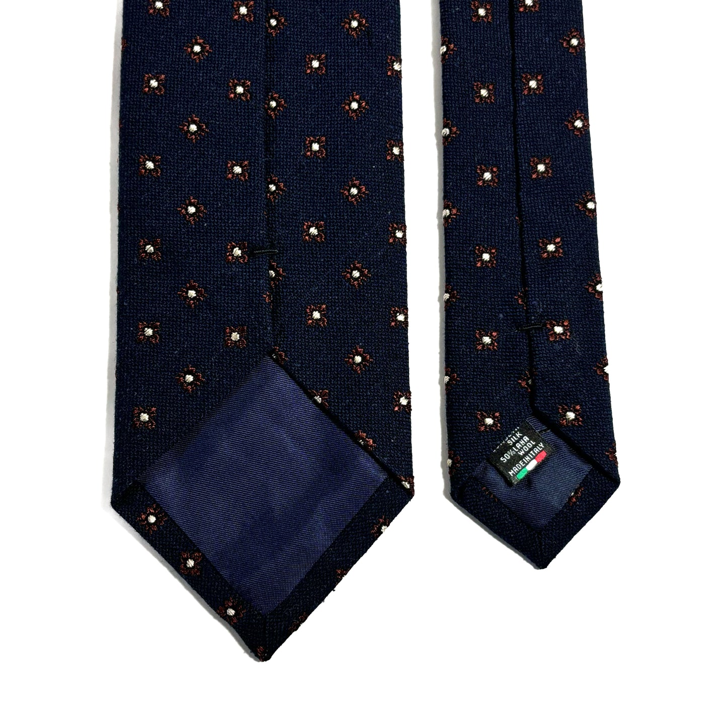 Navy Blue Floral Wool/Silk Jacquard Tie