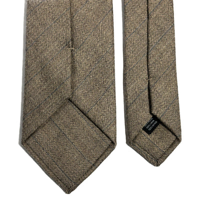 Beige Shadow Check Wool Challis Tie