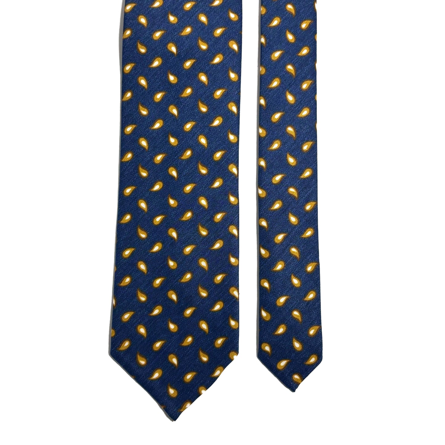 Navy Blue Teardrop Untipped Linen/Silk Tie