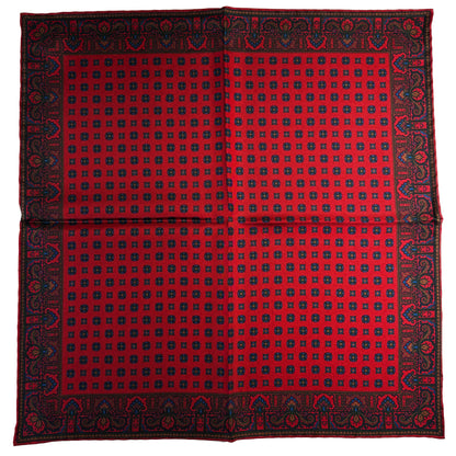 Red Floral Ancient Madder Silk Pocket Square