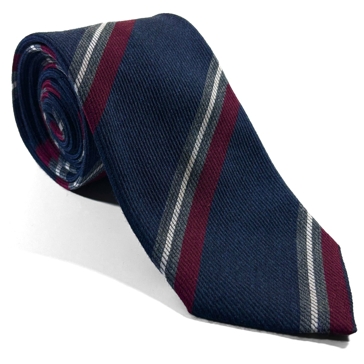 Navy Blue Striped Wool/Silk Tie