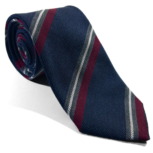 Navy Blue Striped Wool/Silk Tie