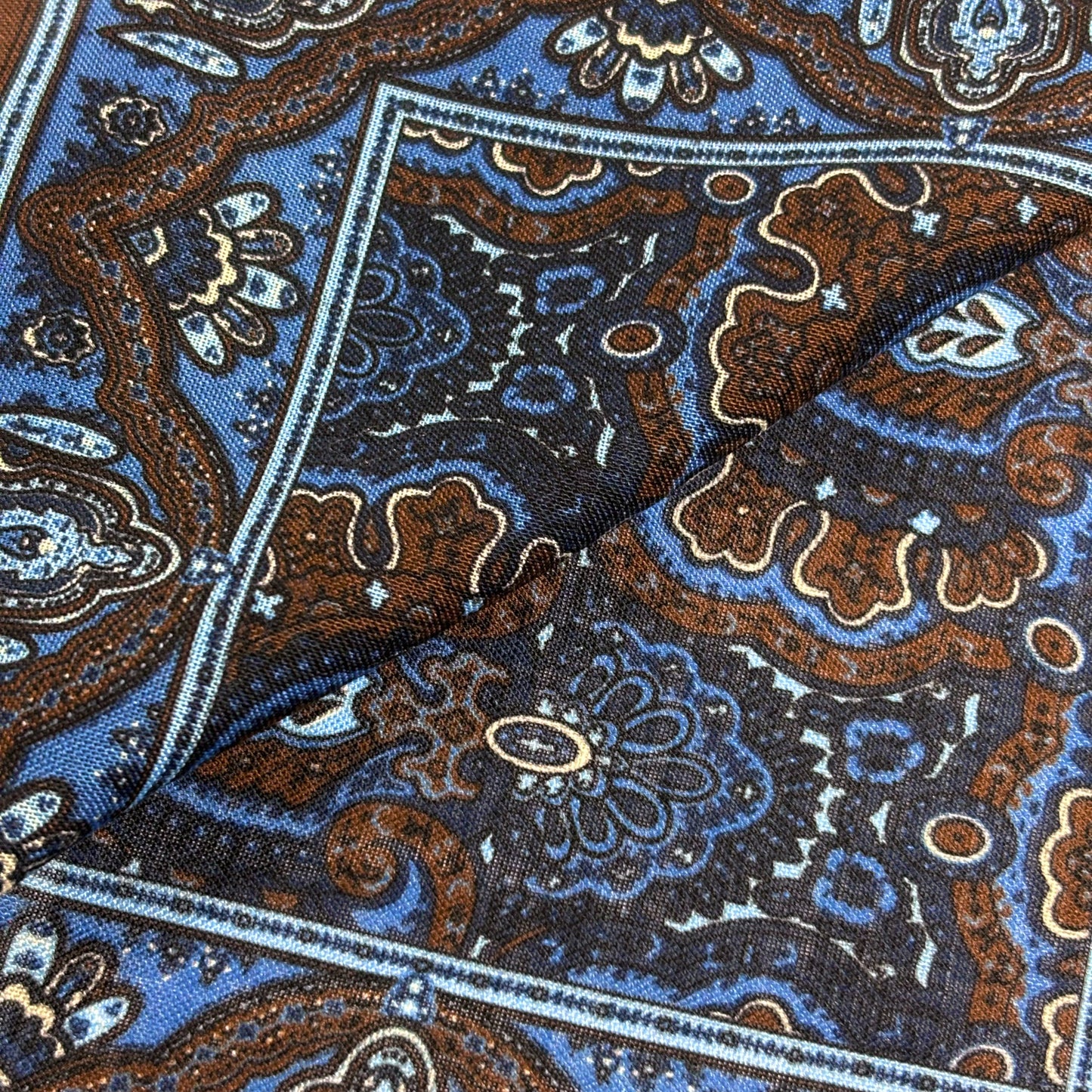 Dominus - Brown & Blue - Wool/Silk Pocket Square