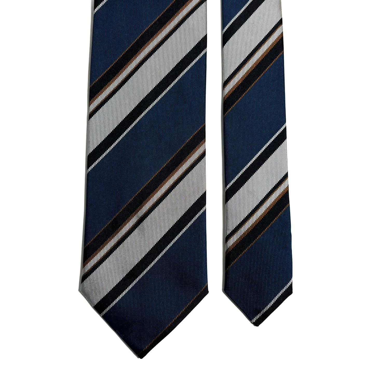 Navy Blue & Silver Striped Silk Repp Tie