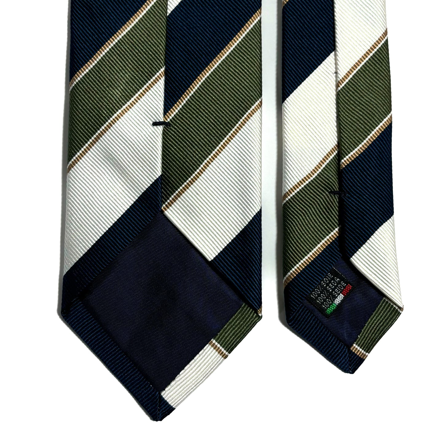 Green / Blue / White Striped Silk Repp Tie