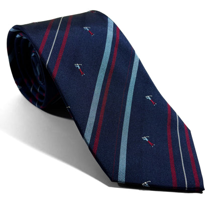 Navy Blue & Red Striped Golf Motif Silk Jacquard Tie