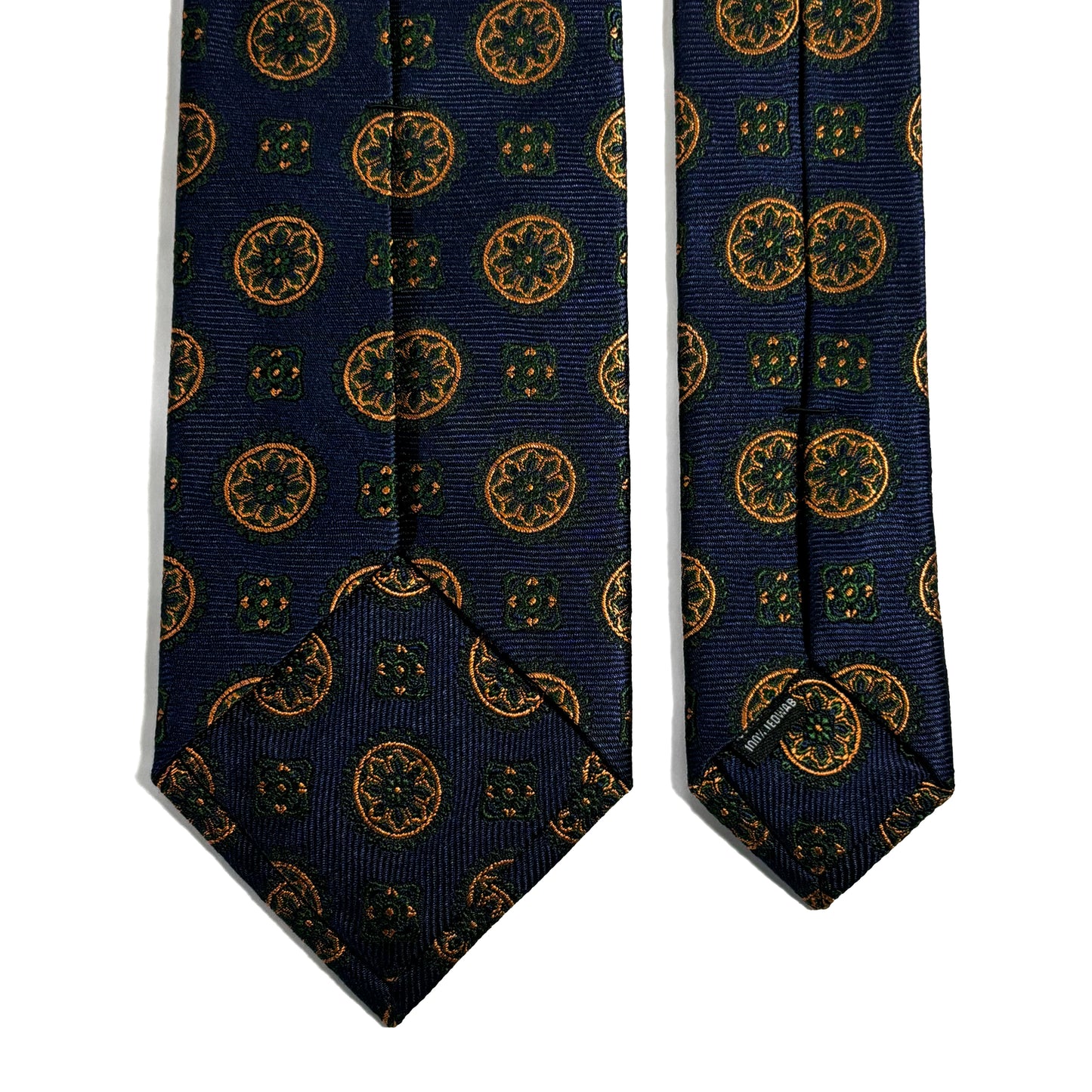 Navy Blue & Gold Geometric Silk Jacquard Tie