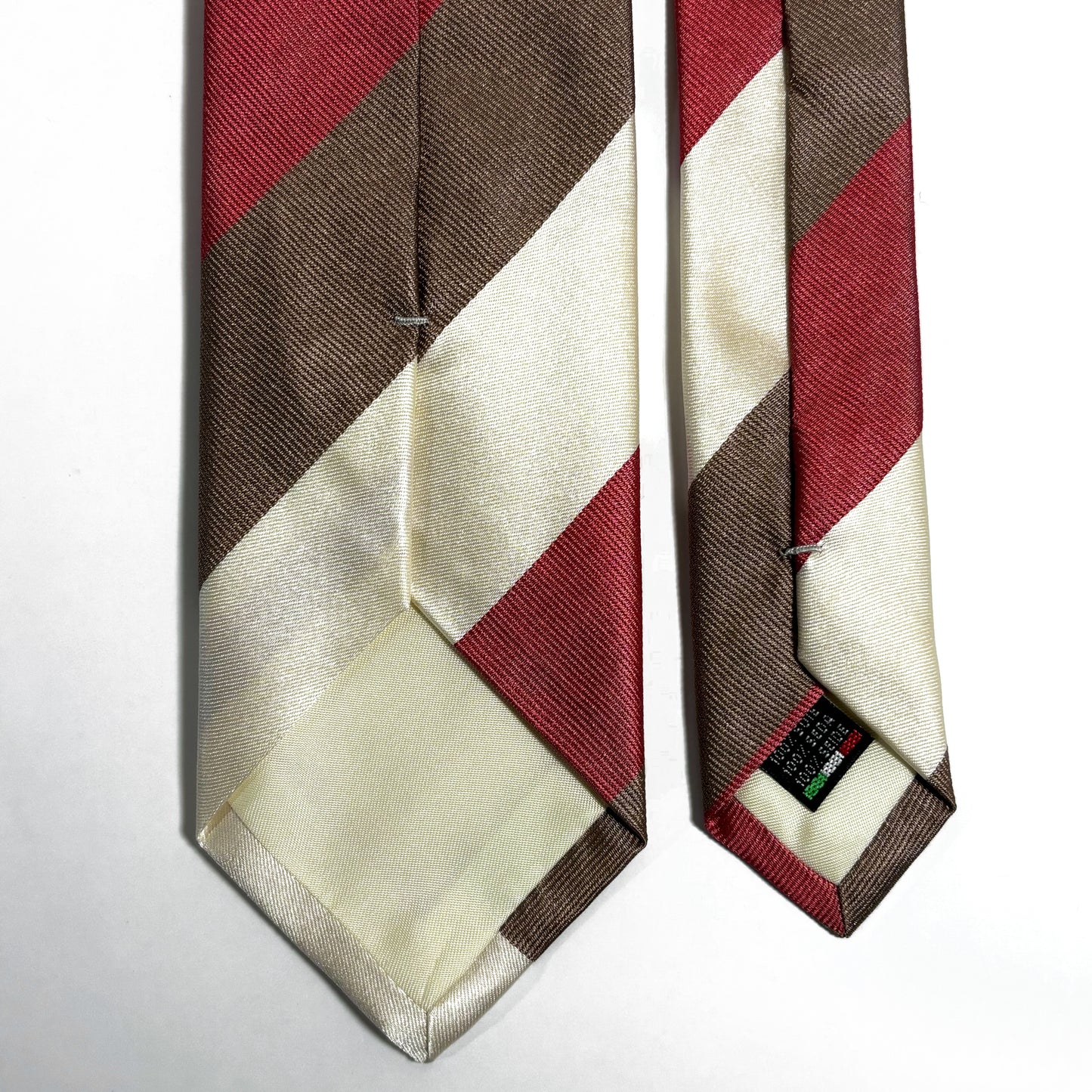 Red / Brown / Ivory Striped Silk Repp Tie