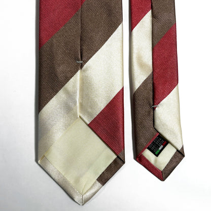 Red / Brown / Ivory Striped Silk Repp Tie
