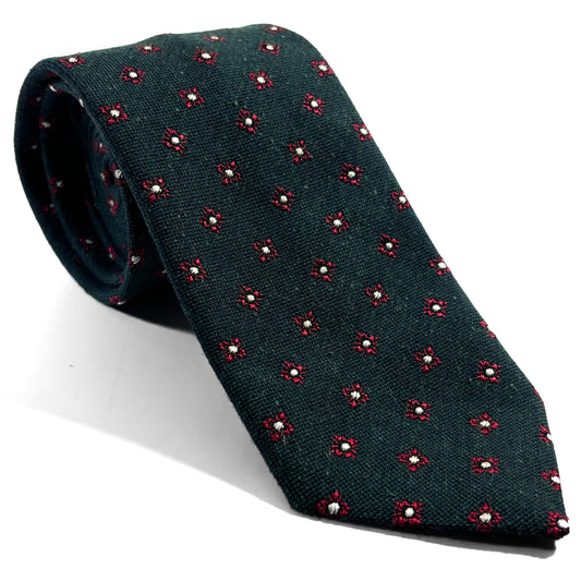 Forest Green Floral Wool/Silk Jacquard Tie