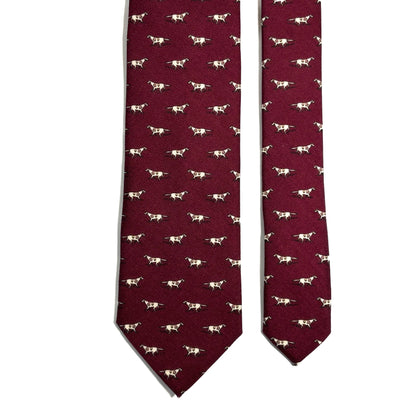 Burgundy Dog Print Wool Challis Tie