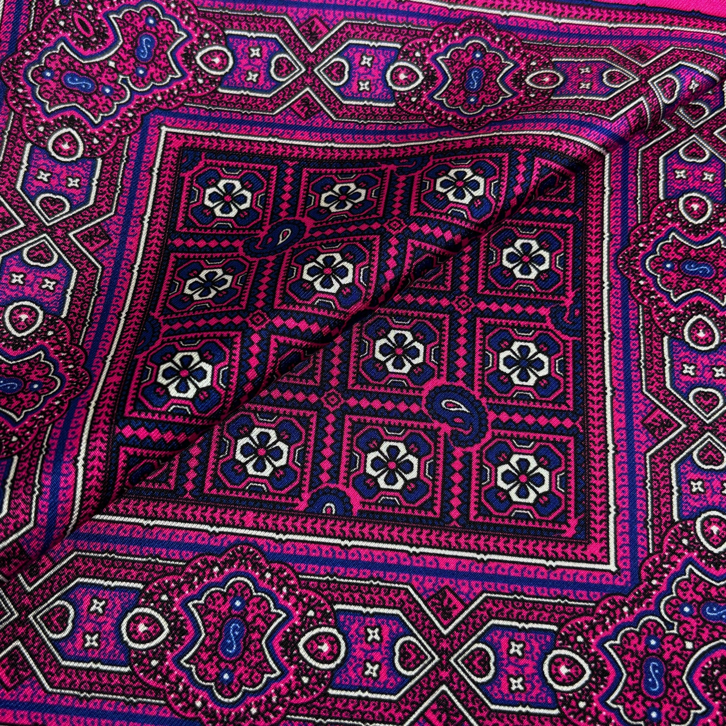 Fuchsia Pink Geometric Silk Pocket Square