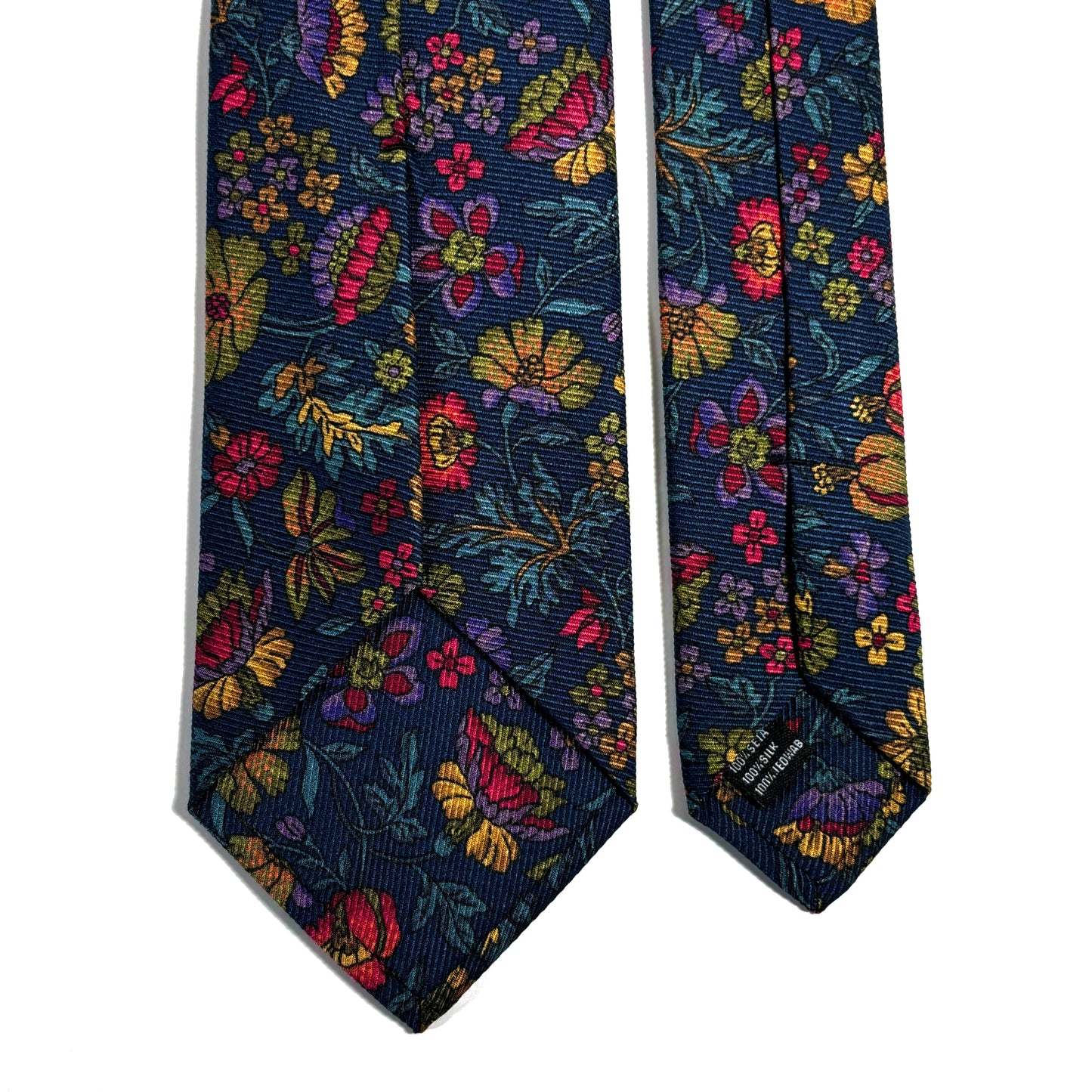 Blue Floral Motif Italian Madder Silk Tie