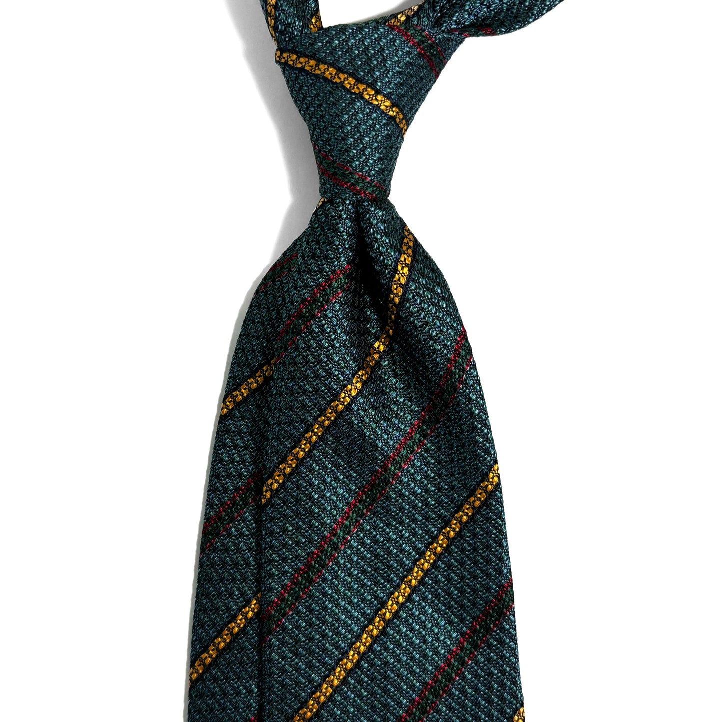 Sea Green Striped Silk Grenadine Tie (English Weave)