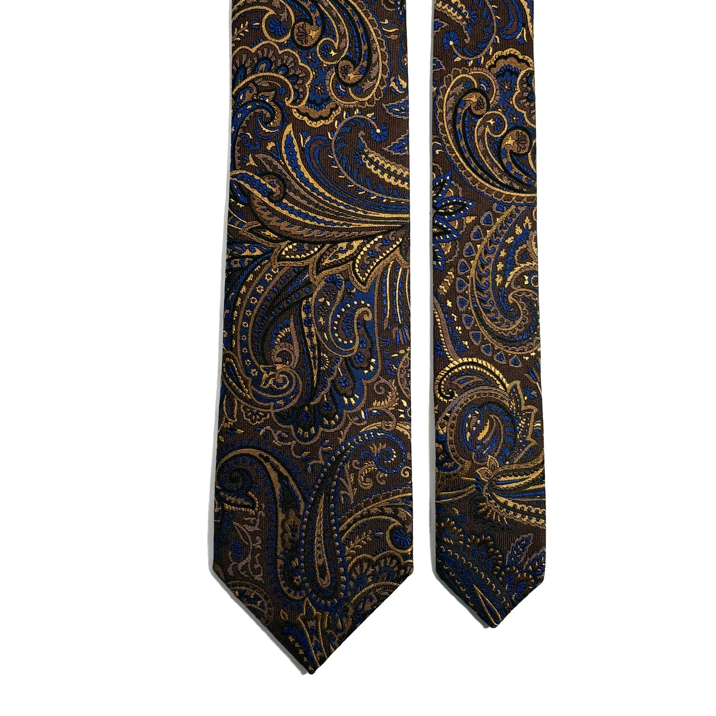 Dark Brown & Gold Paisley Silk Jacquard Tie