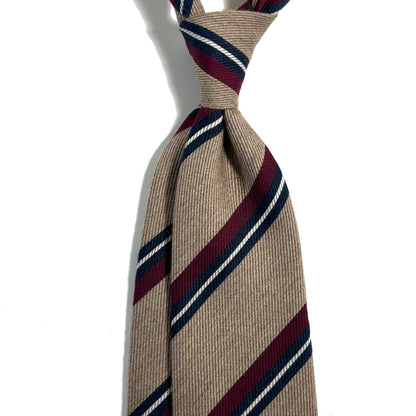 Beige Striped Wool/Silk Tie