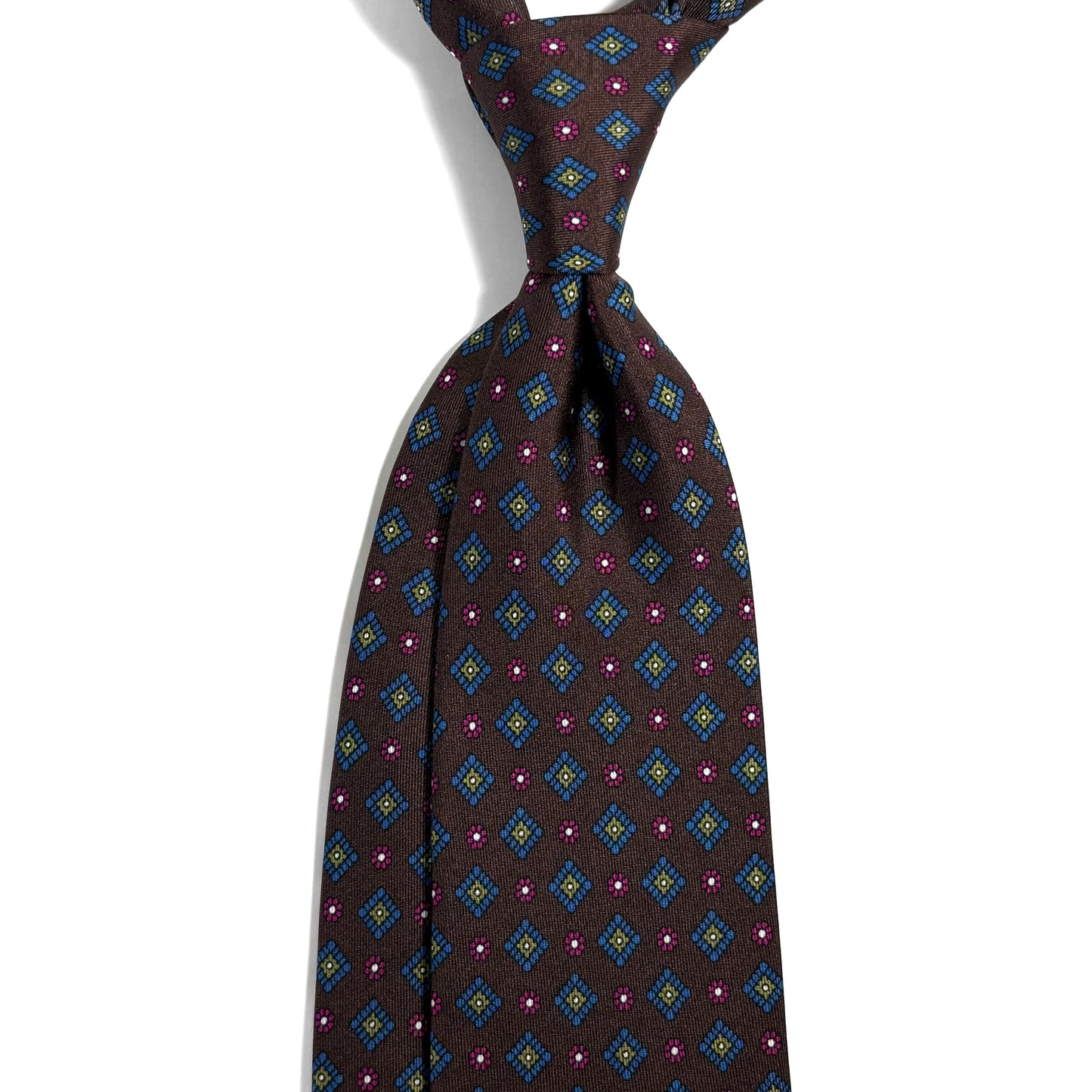 Dark Brown Geometric Printed 24oz Silk Twill Tie