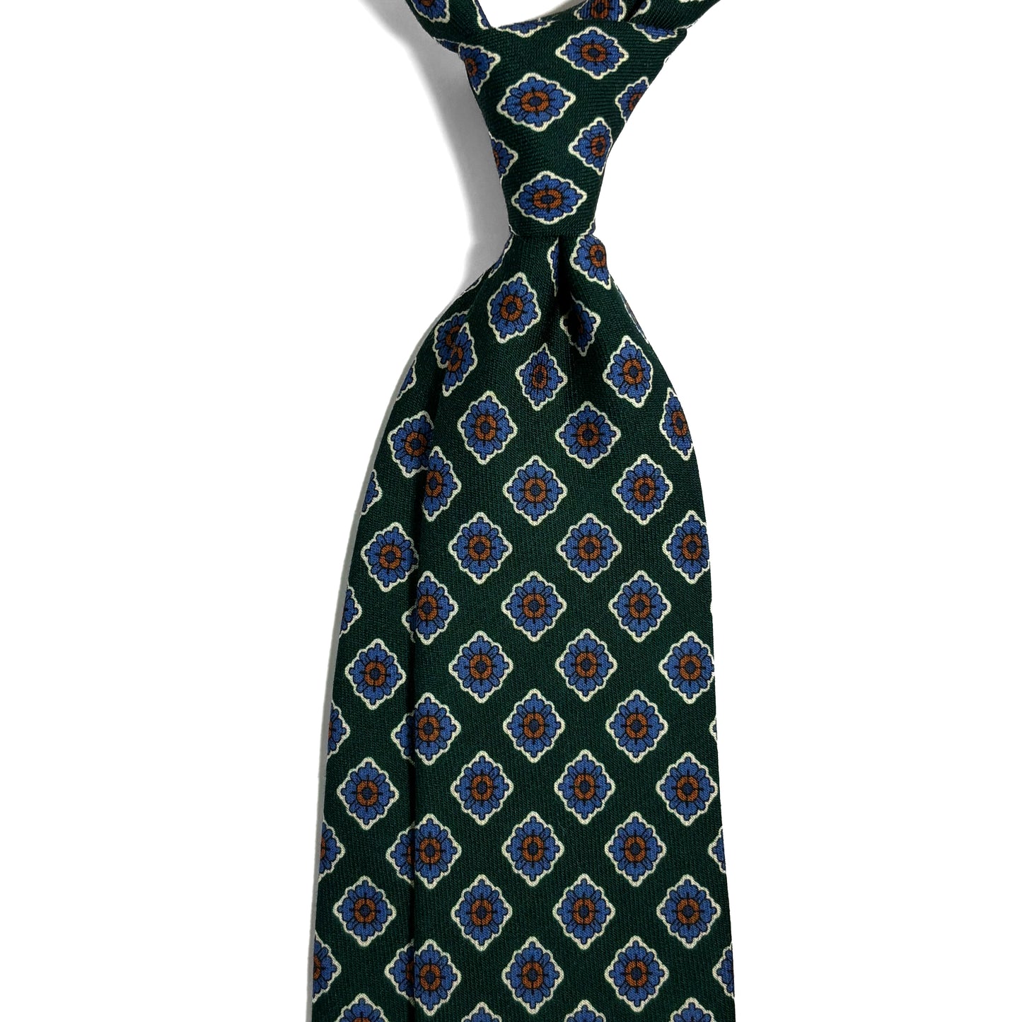 Forest Green Geometric Wool Challis Tie