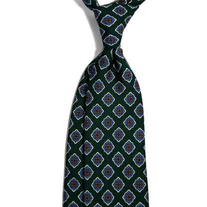 Forest Green Geometric Wool Challis Tie
