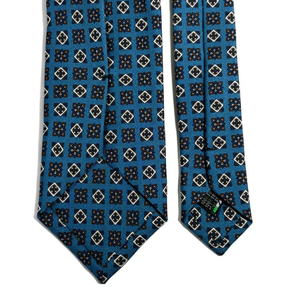 Aqua Blue Geometric Printed 36oz Silk Twill Tie