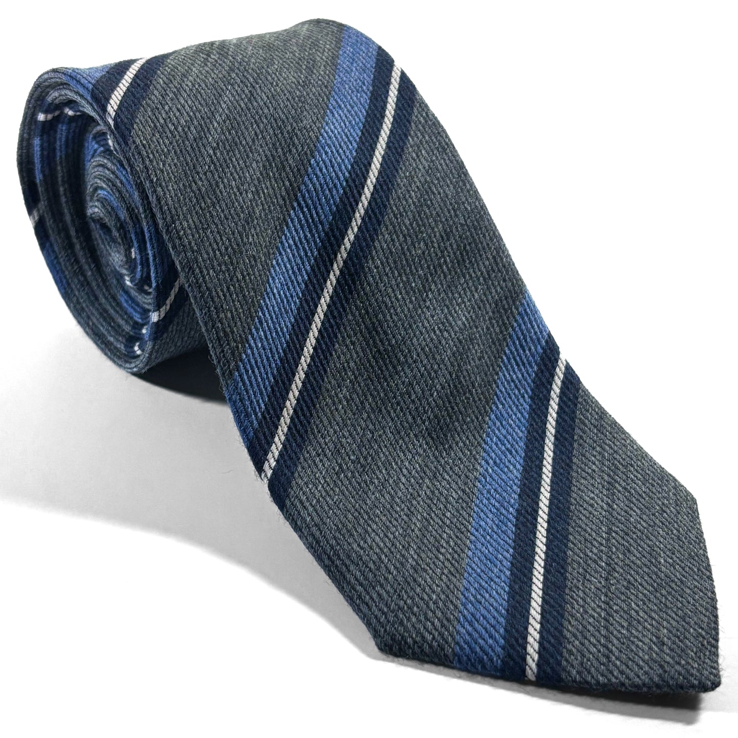 Gray Striped Wool/Silk Tie