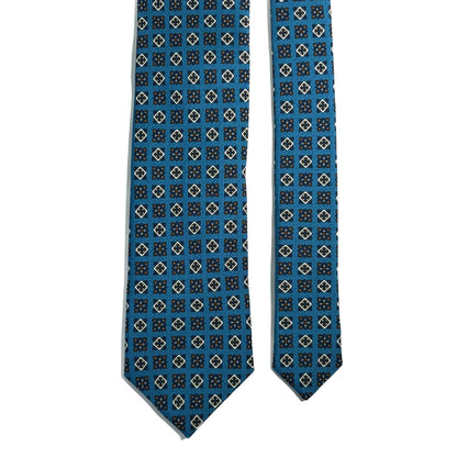 Aqua Blue Geometric Printed 36oz Silk Twill Tie