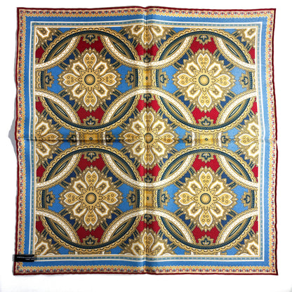 Red & Gold Large Medallion Silk Pocket Square