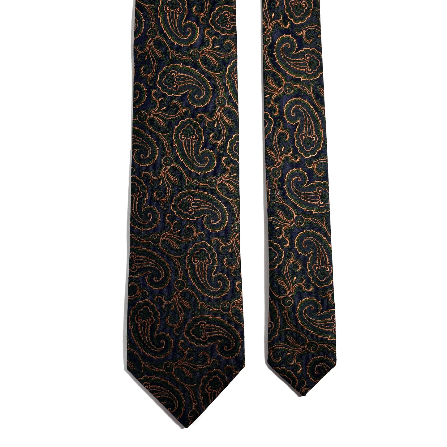 Navy Blue & Gold Paisley Silk Jacquard Tie