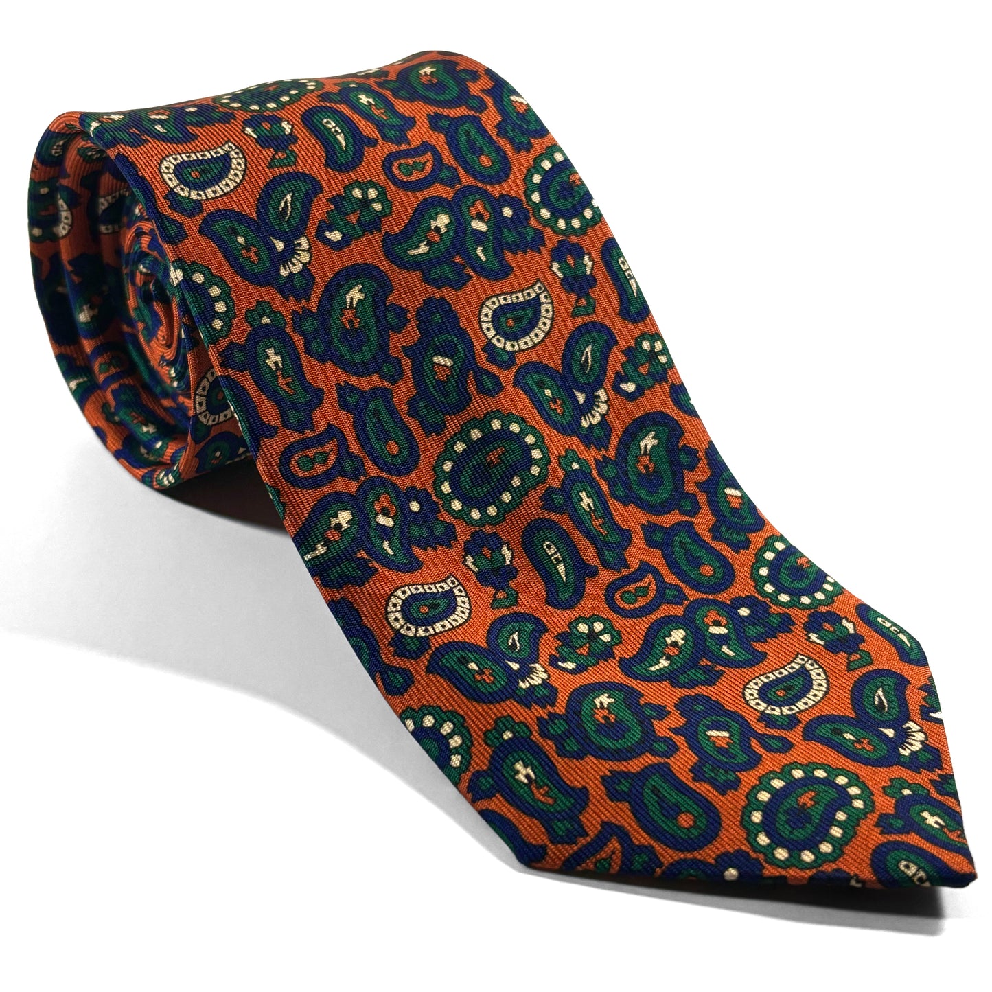 Orange Paisley Ancient Madder Silk Tie