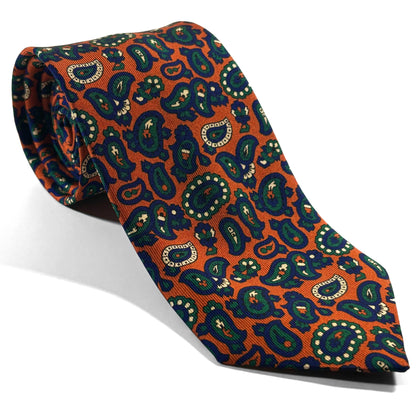 Orange Paisley Ancient Madder Silk Tie