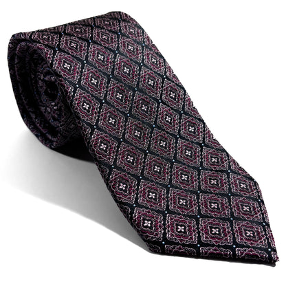 Black & Wine Diamond Silk Jacquard Tie