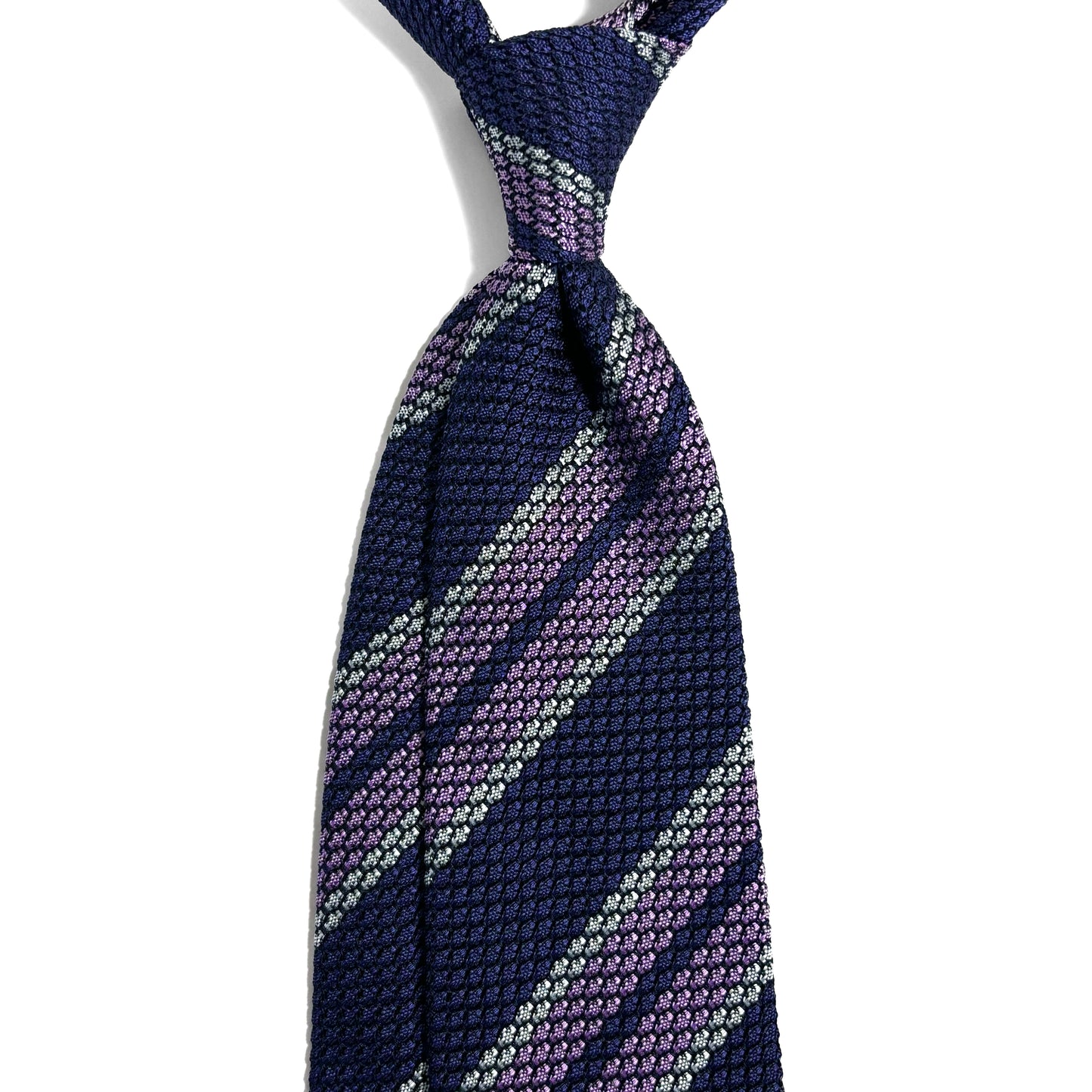 Purple & Lilac Striped Silk Grenadine Tie (Garza Grossa)