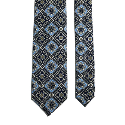 Midnight & Light Blue Mosaic Silk Tie